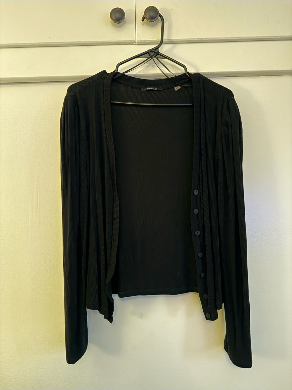 T Tahari Black Button-Front Women's sweater
